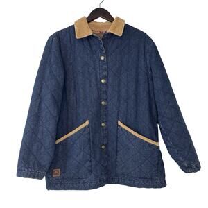 Ralph Lauren Blue Quilted Jacket with Tan Accents